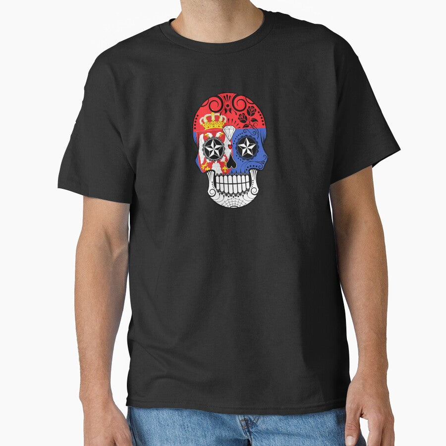 Sugar Skull with Roses and Flag of Serbia by JeffBartels