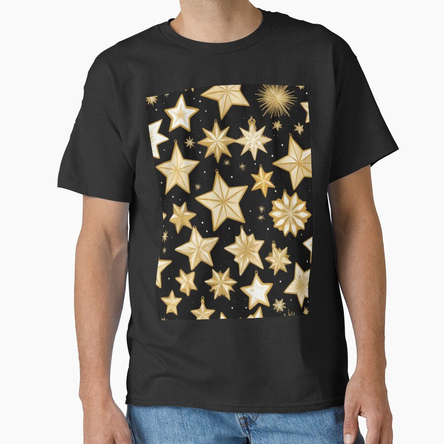 Christmas Pattern Gold Stars on a black background retro ,Vintage Christmas Pattern,christmas retro,retro vintage christmas,vintage art by Expressions-Sel