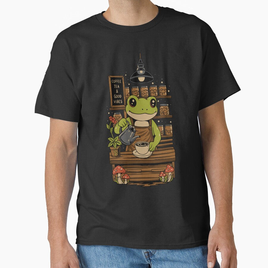 Cute Frog Barista Coffee Shop Illustration by phsycartwork