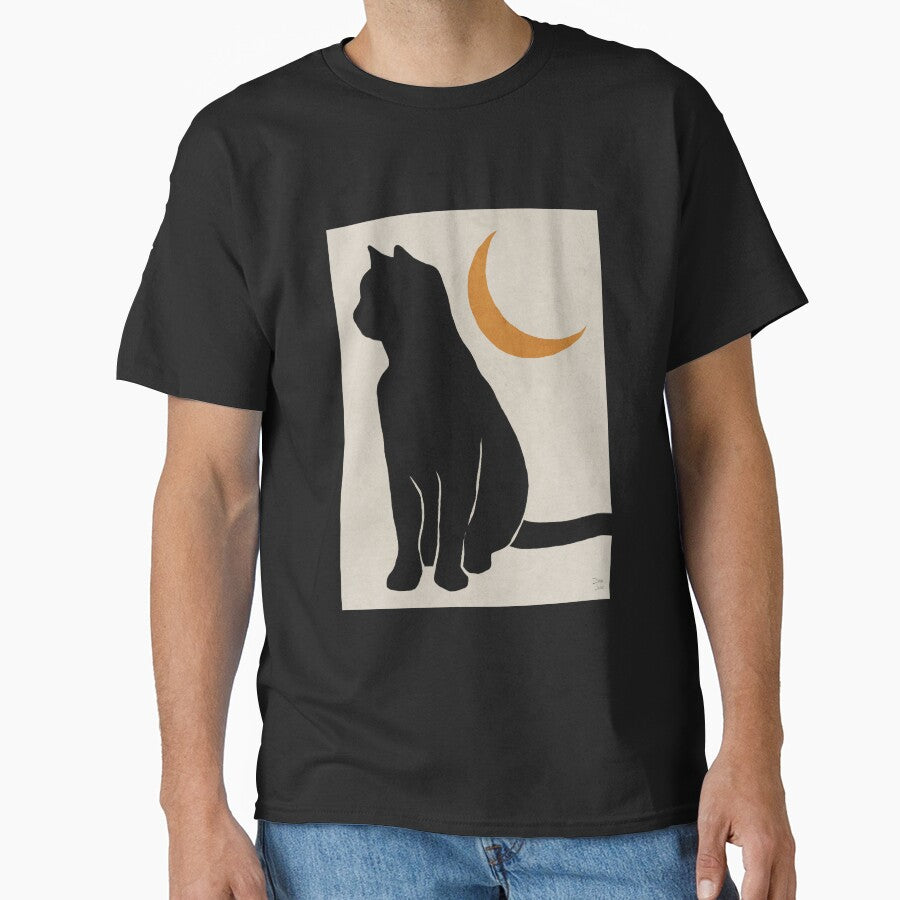 Black Kitty Cat and the Moon by Dina June