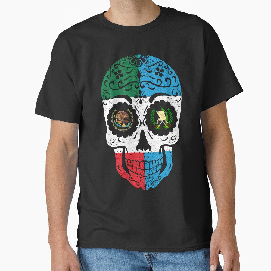 Mexican Guatemalan Flag Sugar Skull by snickrdoodle