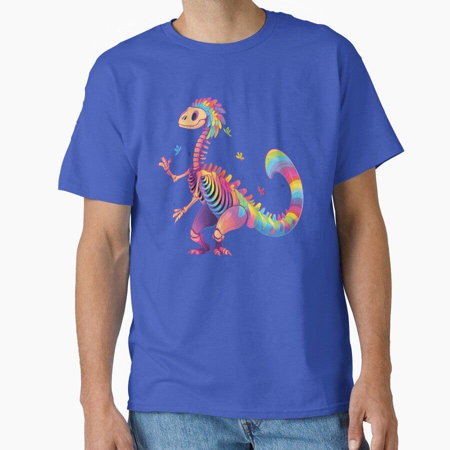 Dancing Skeleton Rainbow Dinosaur. Dead and Fabulous. by lunaticbear