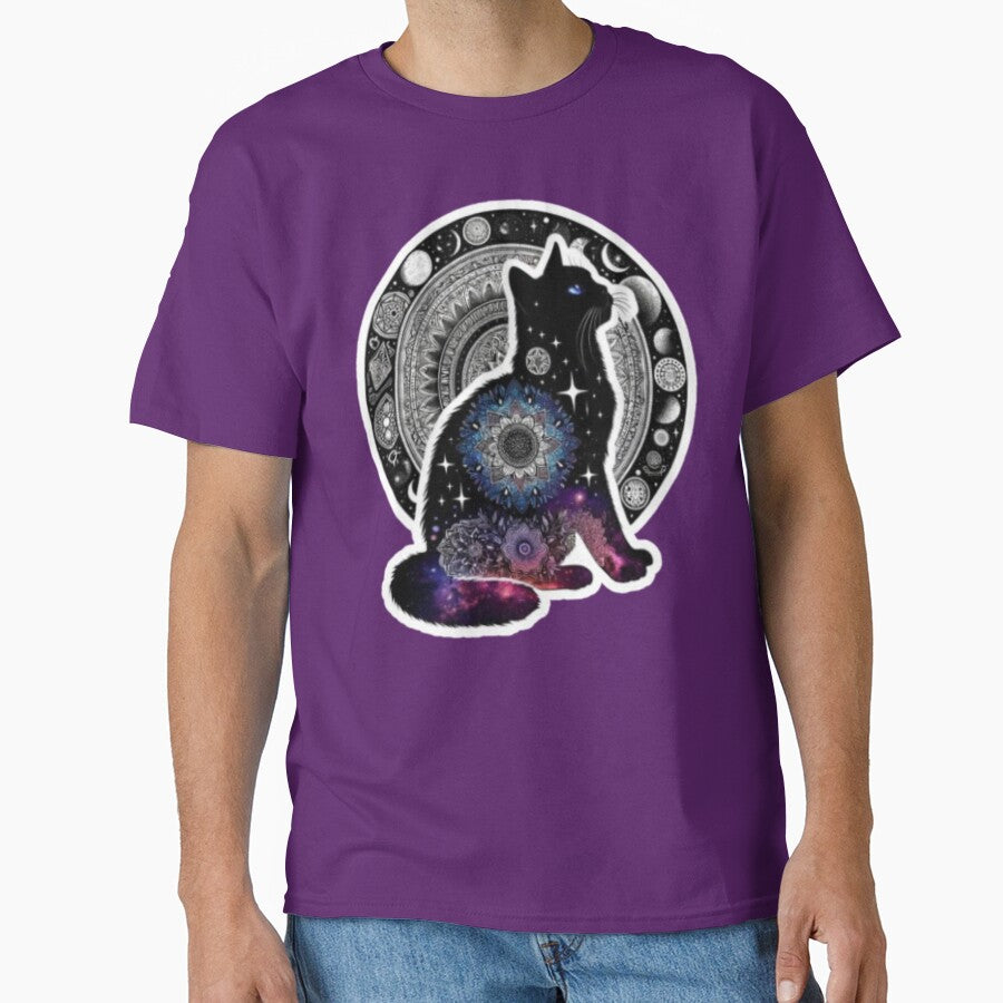 Cosmic Dreamer Galaxy Mandala Black Bohemian Cat by JediKittenWars