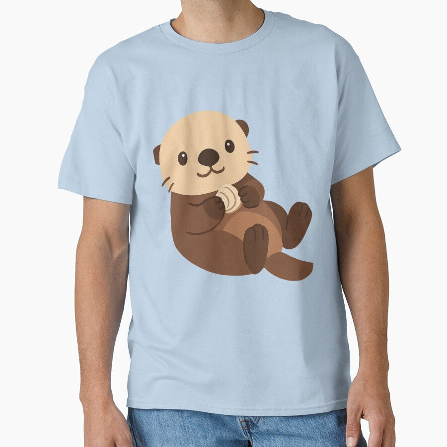 Cute Sea Otter Holding Shell by redblink store