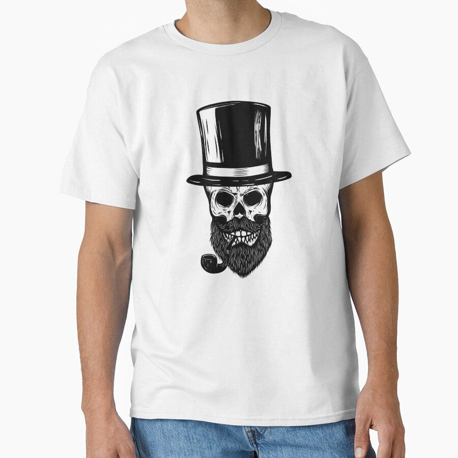 Funny skull with beard, hat and pipe by uni