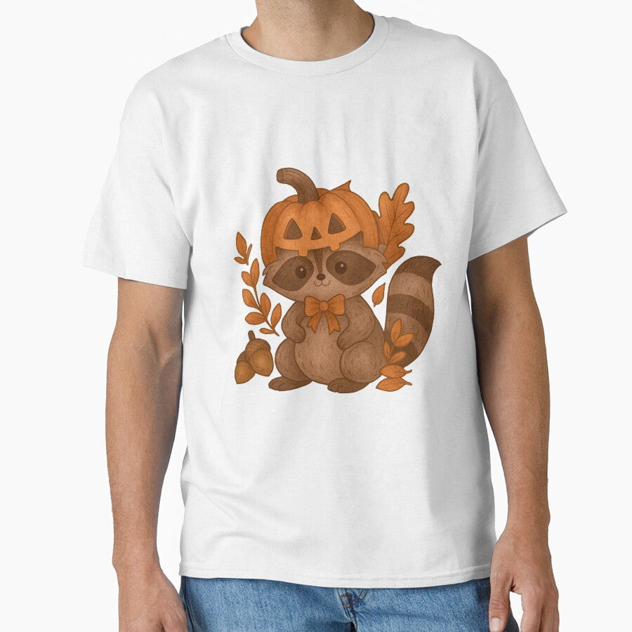 Cute Raccoon Halloween Pumpkin | Autumn Cozy Fall Animal Illustration by flowerwishes