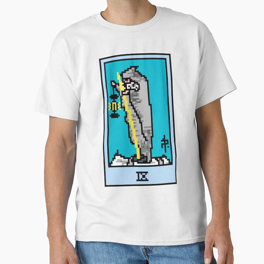 Wait, is this pixel art tarot? Yellow - Major Arcana 'The Hermit' (Design for T-shirt, stickers and other accessories) by Pixel Waite