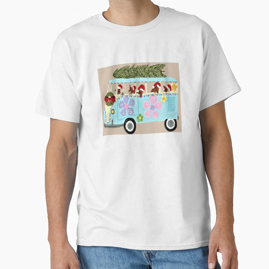 Dachshunds in Christmas Hippie Van by Squirreldumplings