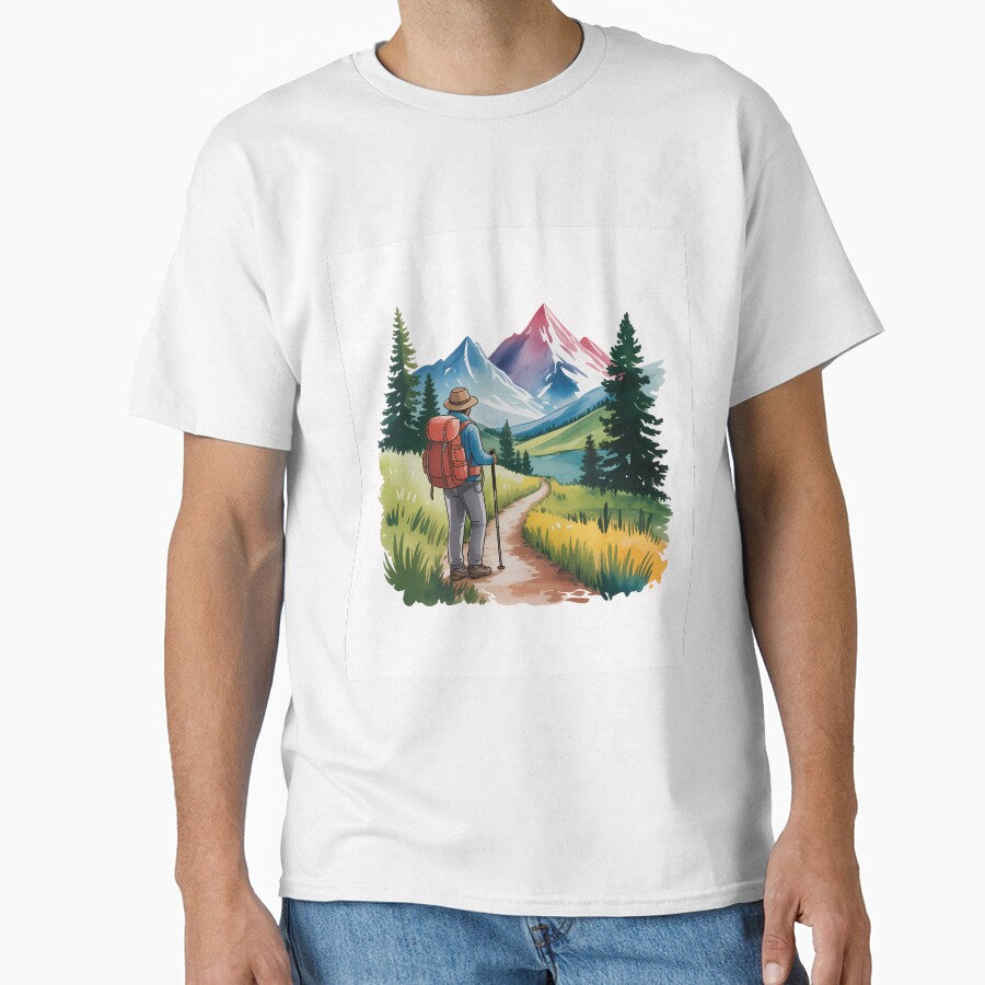 Watercolor Hiker on Trail by NiftyWrx