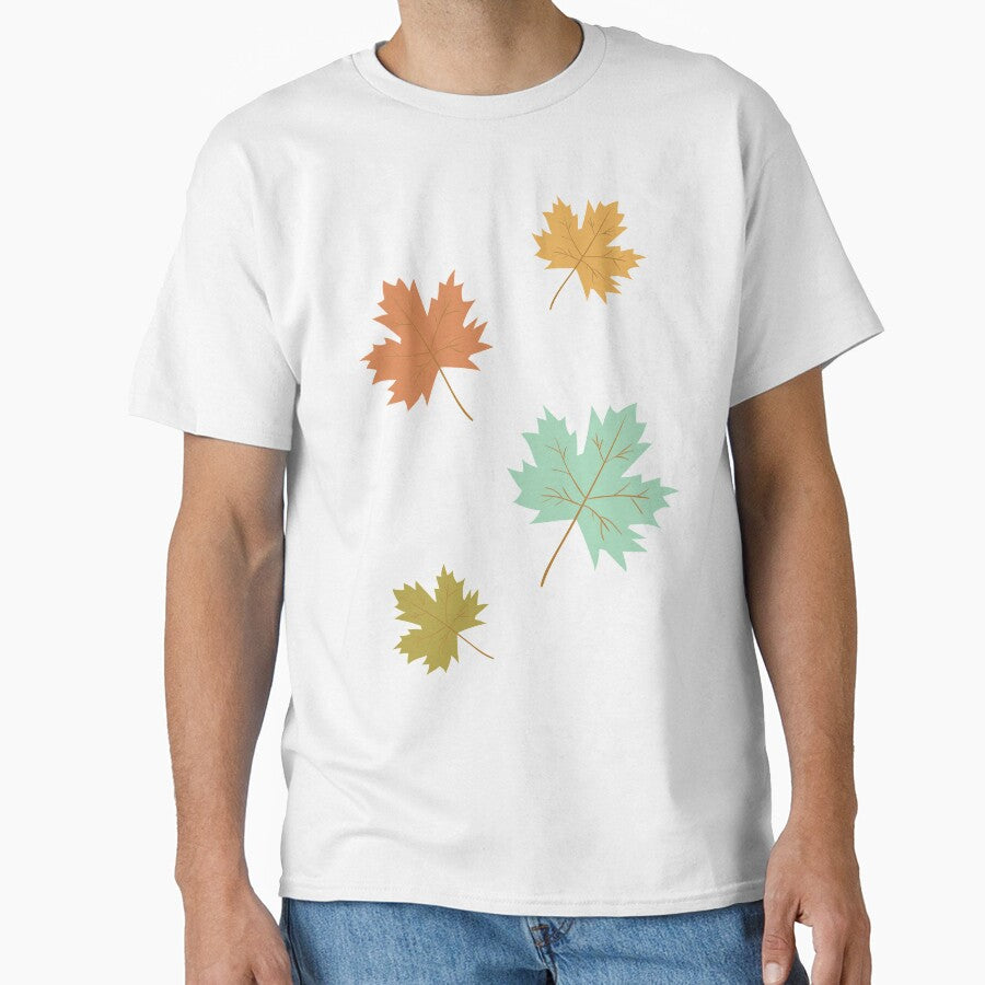 Falling Autumn Leaves on Teal by Trinket-Trickster
