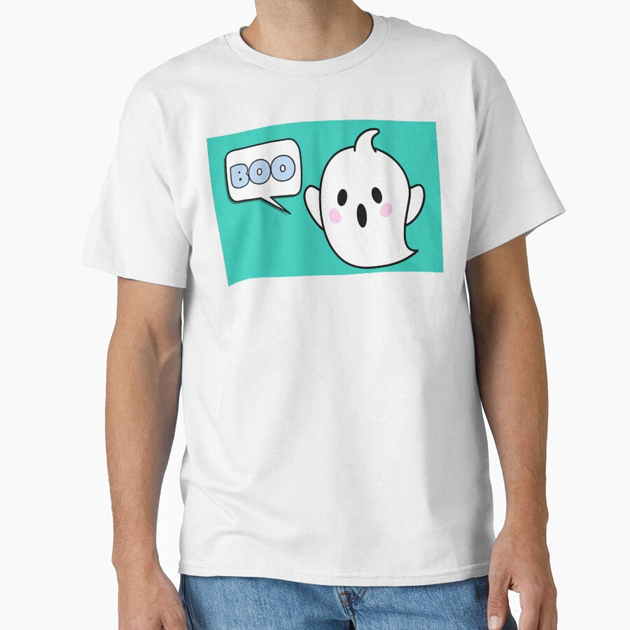 Cute Ghost Says Boo Halloween Teal Green by Sunshine-Dreams