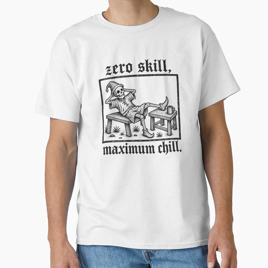 Zero Skill Maximum Chill – Lazy Skeleton Vintage Gothic by Mavriboy