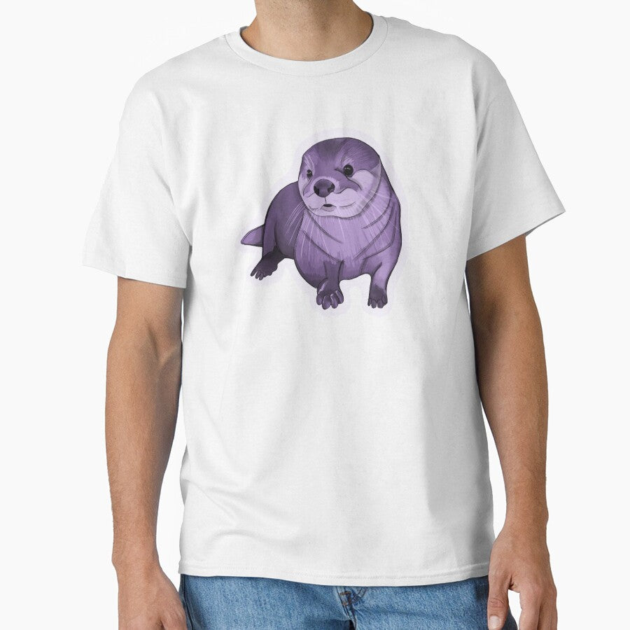 Cute Sea Otter in Purple by For Art Sake
