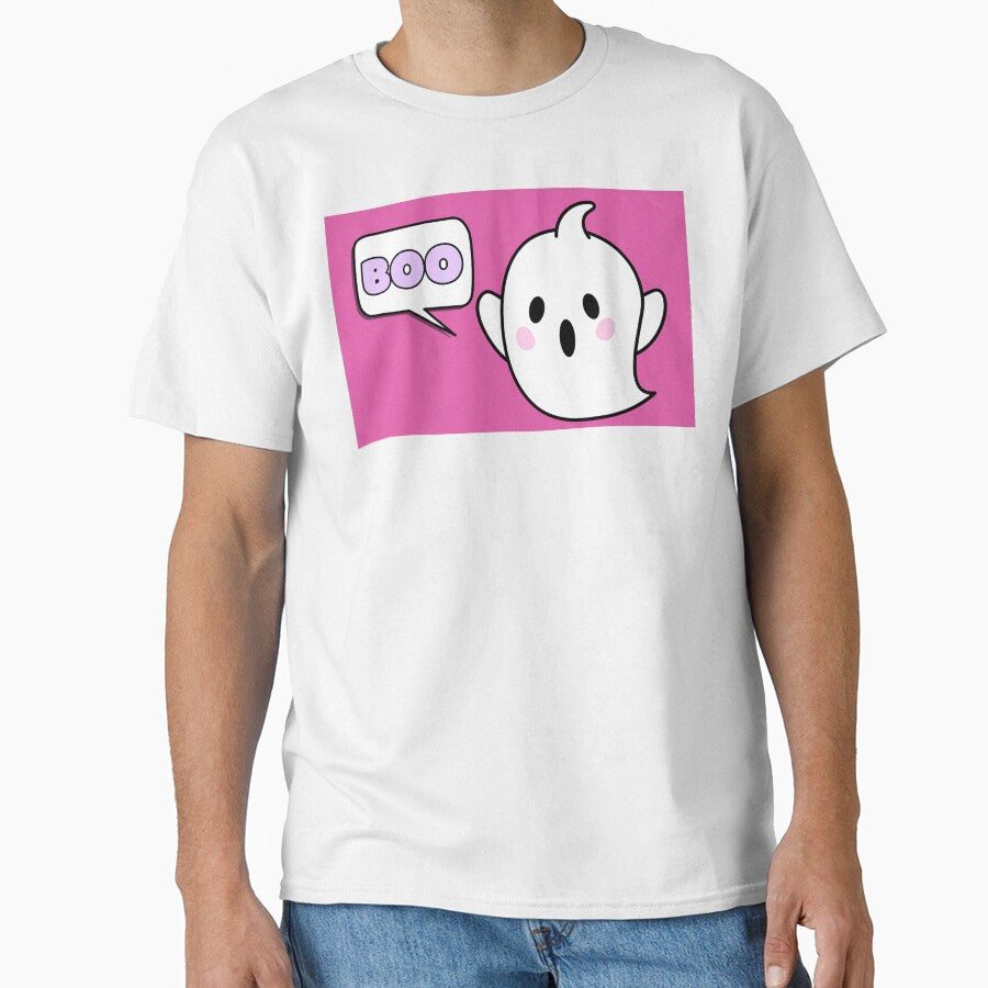 Cute Ghost Says Boo Halloween Pink by Sunshine-Dreams
