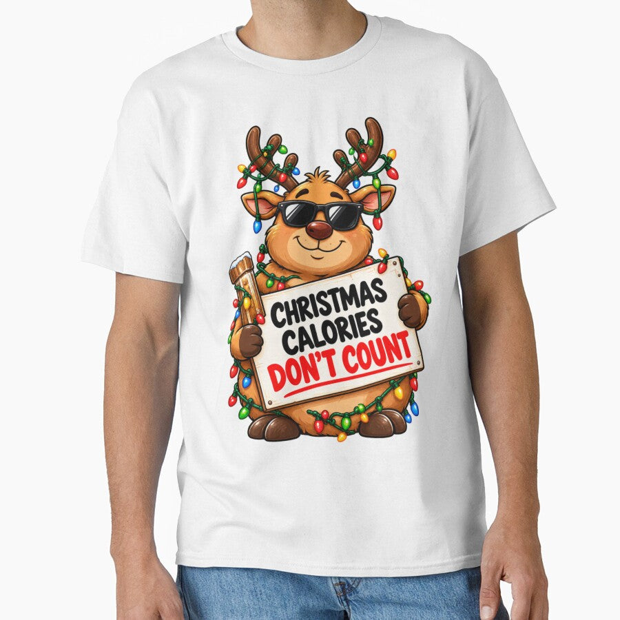 Christmas Calories Don't Count Funny Reindeer Design by Kenzie & Co