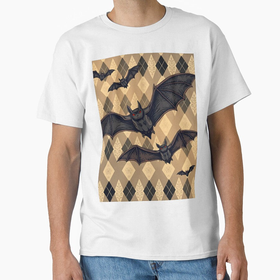 Classic Argyle Pattern with Bats – Spooky Gothic Preppy Design by WhimsicalThredz