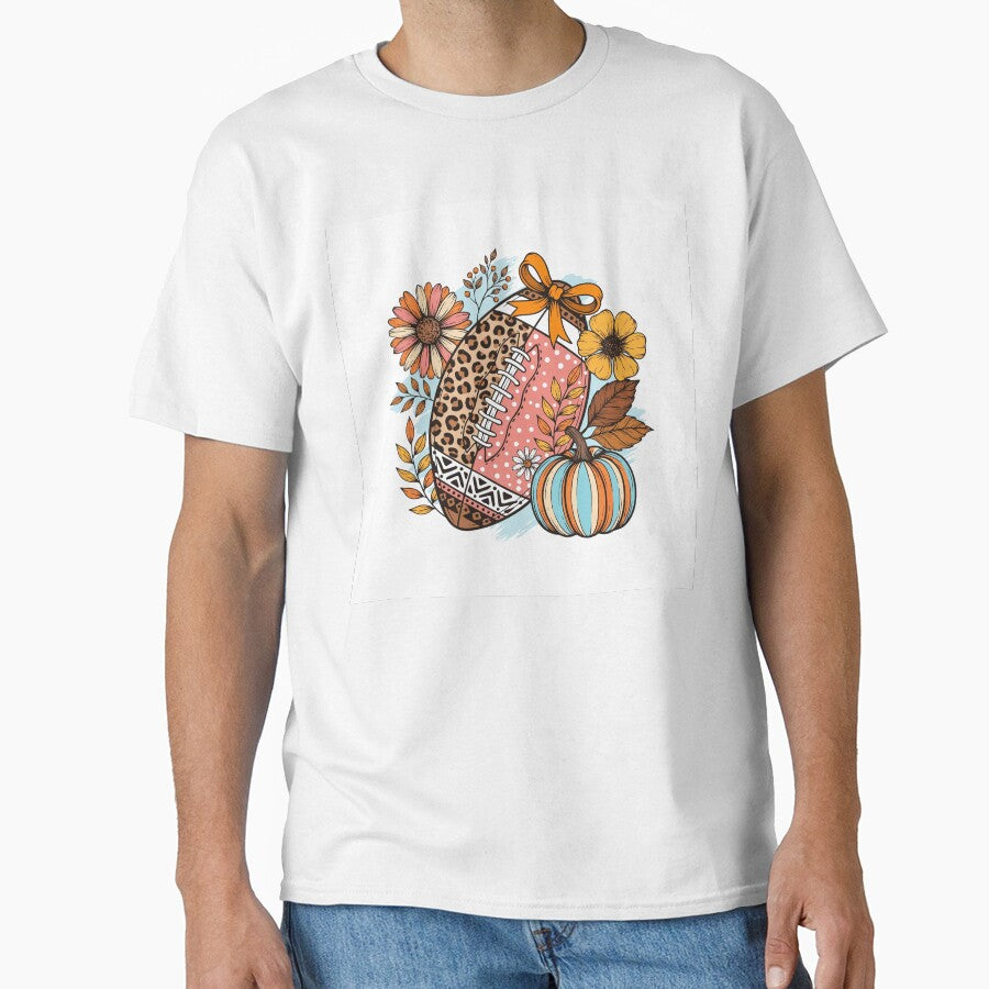 Floral Leopard Football with Colorful Fall Pumpkin Design by EloanMerlet11