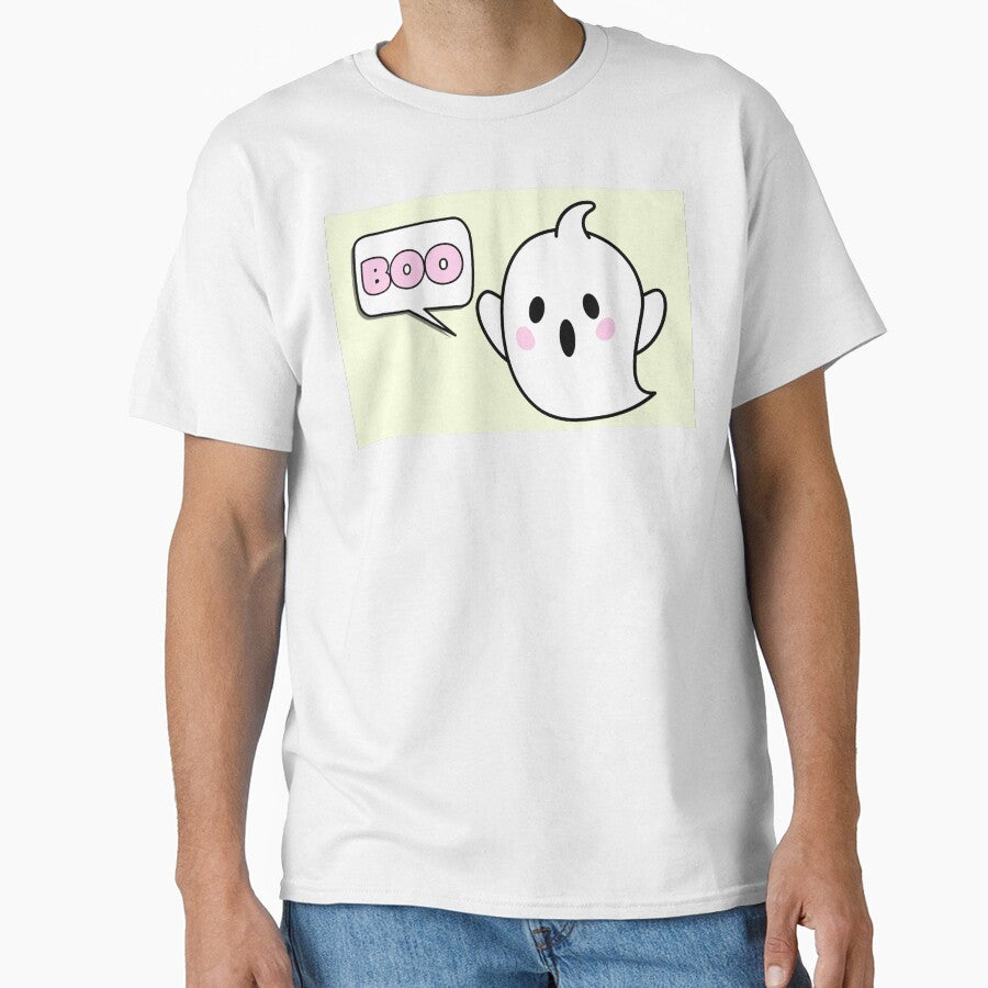 Cute Ghost Says Boo Halloween Yellow by Sunshine-Dreams