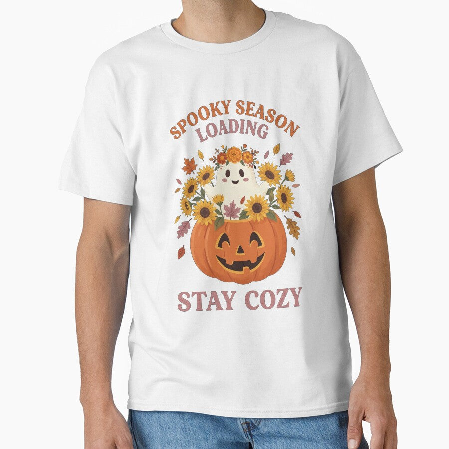 Spooky Season Loading Cute Ghost Shirt by HappyCuteCat