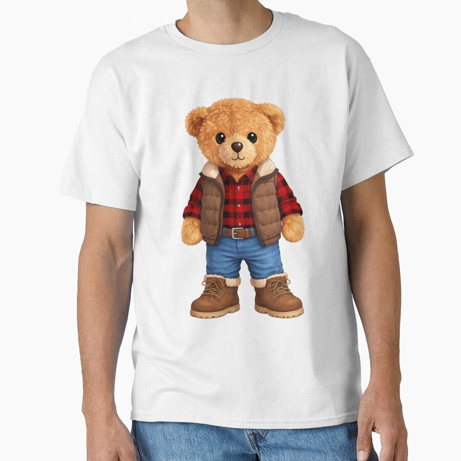 Cute Lumberjack Teddy Bear in Red Flannel & Vest - Autumn Art ? by CuteBear87