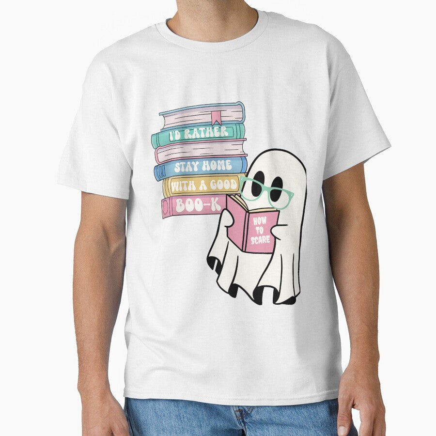 I'd rather stay home with a good Boo-k. Nerdy Ghost by Fr0mtheMachine