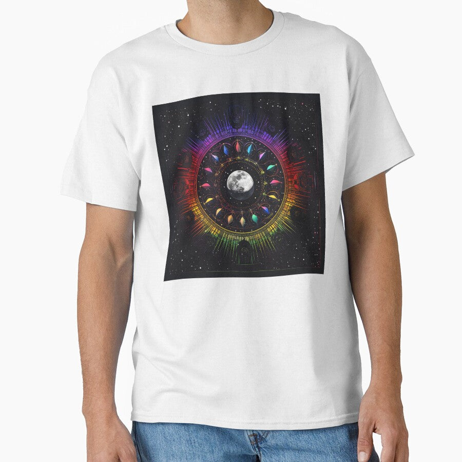 3d Render: Moon Phases Mandala, Vibrant Rainbow by Checho30