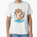 Kawaii Otter Jumping Out of Water – Cute Animal Illustration by OsasChild