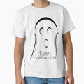 Cute Ghost with Large Happy Halloween Message (Black) by Risa-C