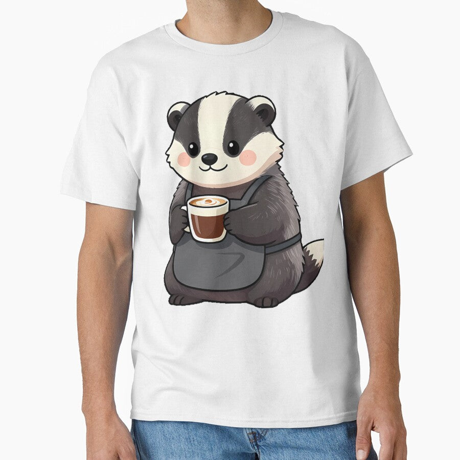 Cute European Badger Barista with Irish Cream Dark Roast Icon by pumsquare