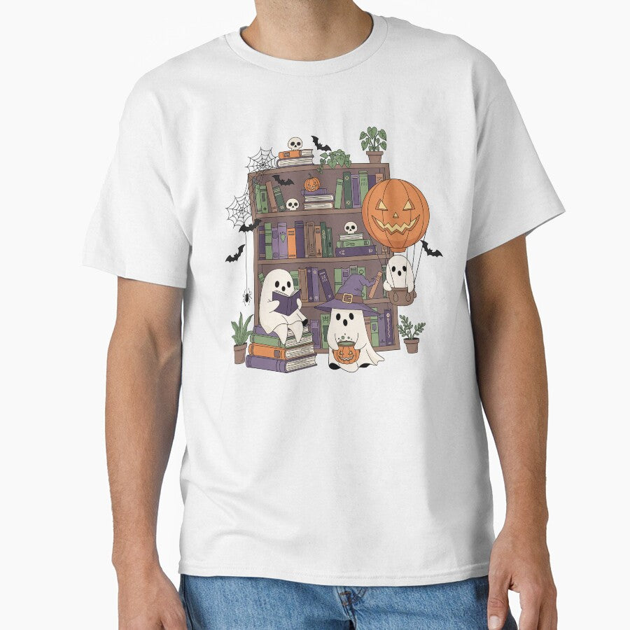 Spooky Bookstore, Cute Ghost Halloween Reading by arwenlavia
