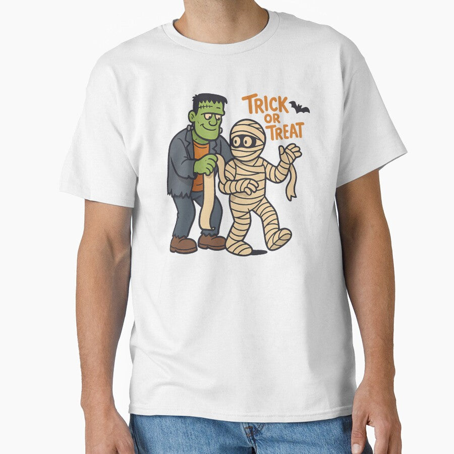 Retro Funny Halloween – Frankenstein & Mummy Trick or Treat by NatureStyle555