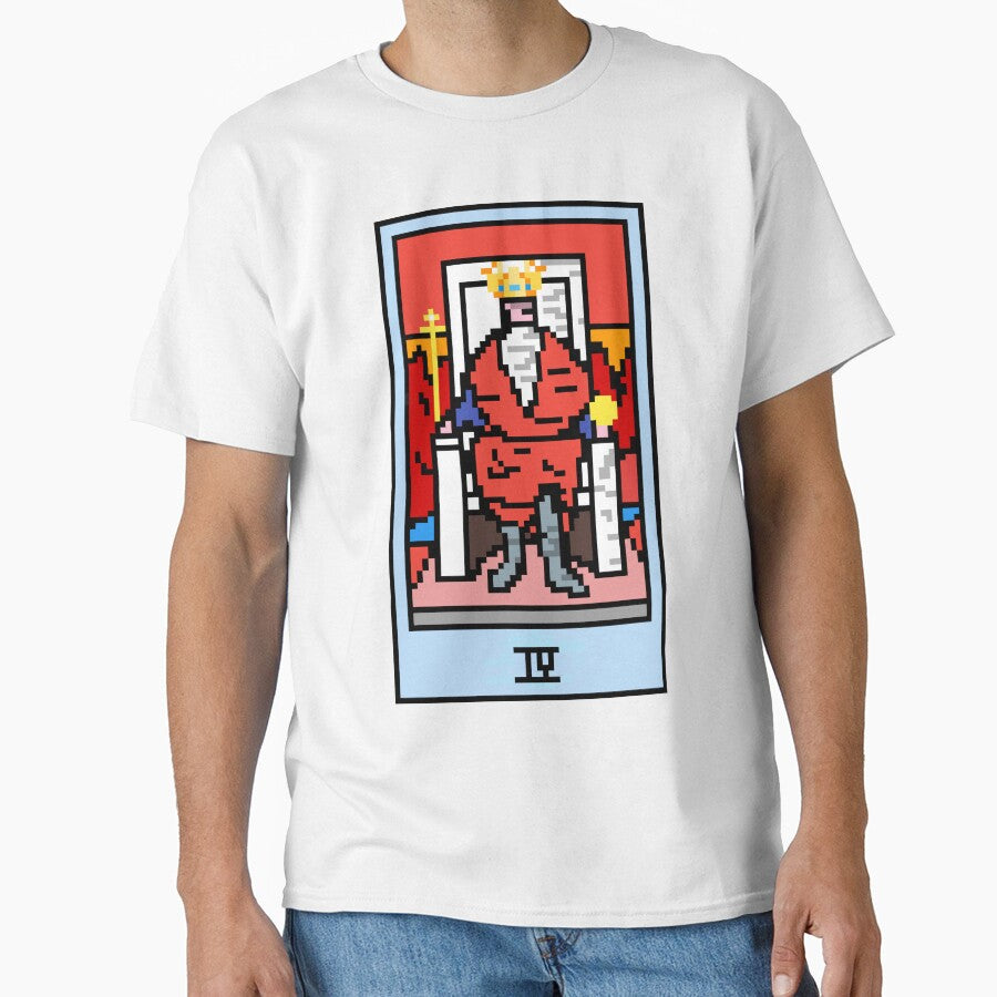Wait, is this pixel art tarot? Yellow - Major Arcana 'The Emperor' (Design for T-shirt, stickers and other accessories) by Pixel Waite