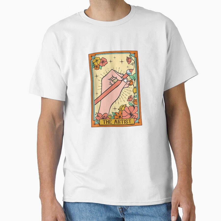 Peace Love Art Teacher Art Artist The Artist Tarot Card T-Shirt by Winkmark