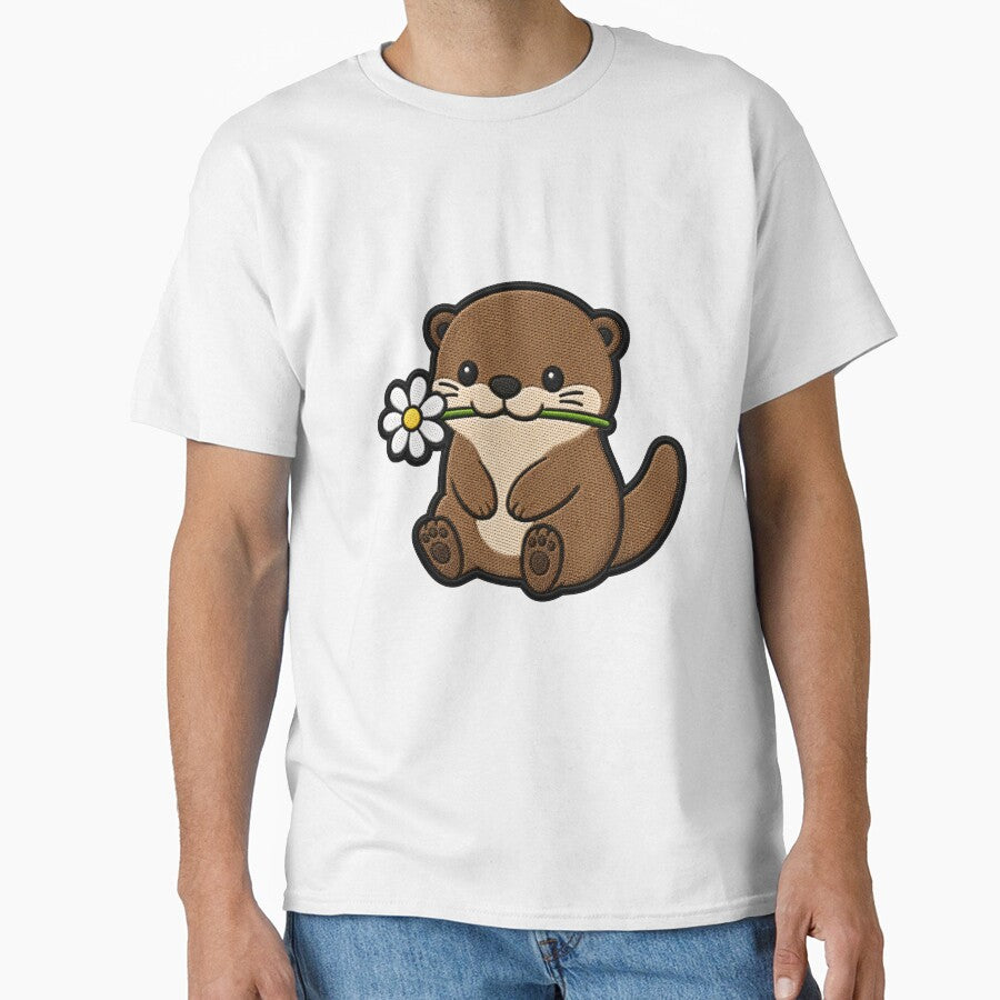 Cute Otter Holding a Flower Embroidery Patch by ColorSplash123