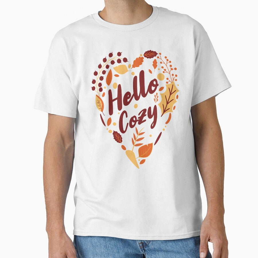 Hello Cozy Autumn Leaves | Cute Fall Aesthetic Seasonal Design by Sachie's Studio