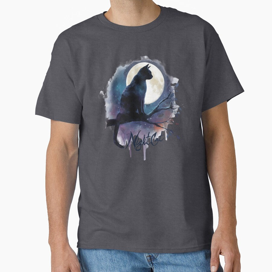 Celestial Black Cat & Cosmic Night Sky | Mystical Feline Design by BBackdesign