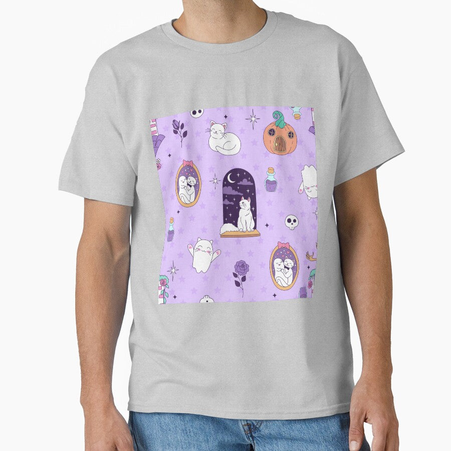whimsical purple halloween spooky ghost creepy cat by Gossip Rag