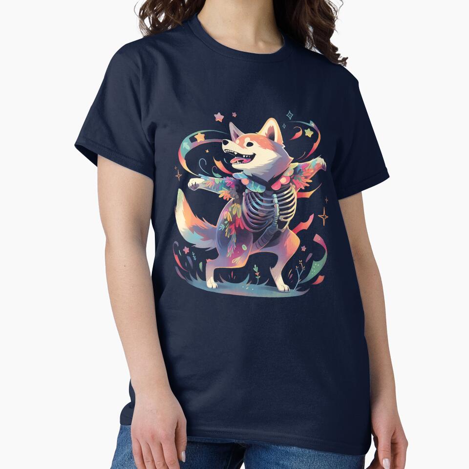 Dancing Skeleton Rainbow Shiba Inu. Dead and Fabulous. by lunaticbear