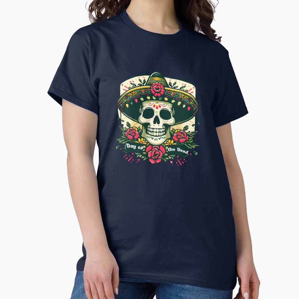 "Day of the Dead"./a skull with a charro hat, surrounded by flowers. by yensyriv
