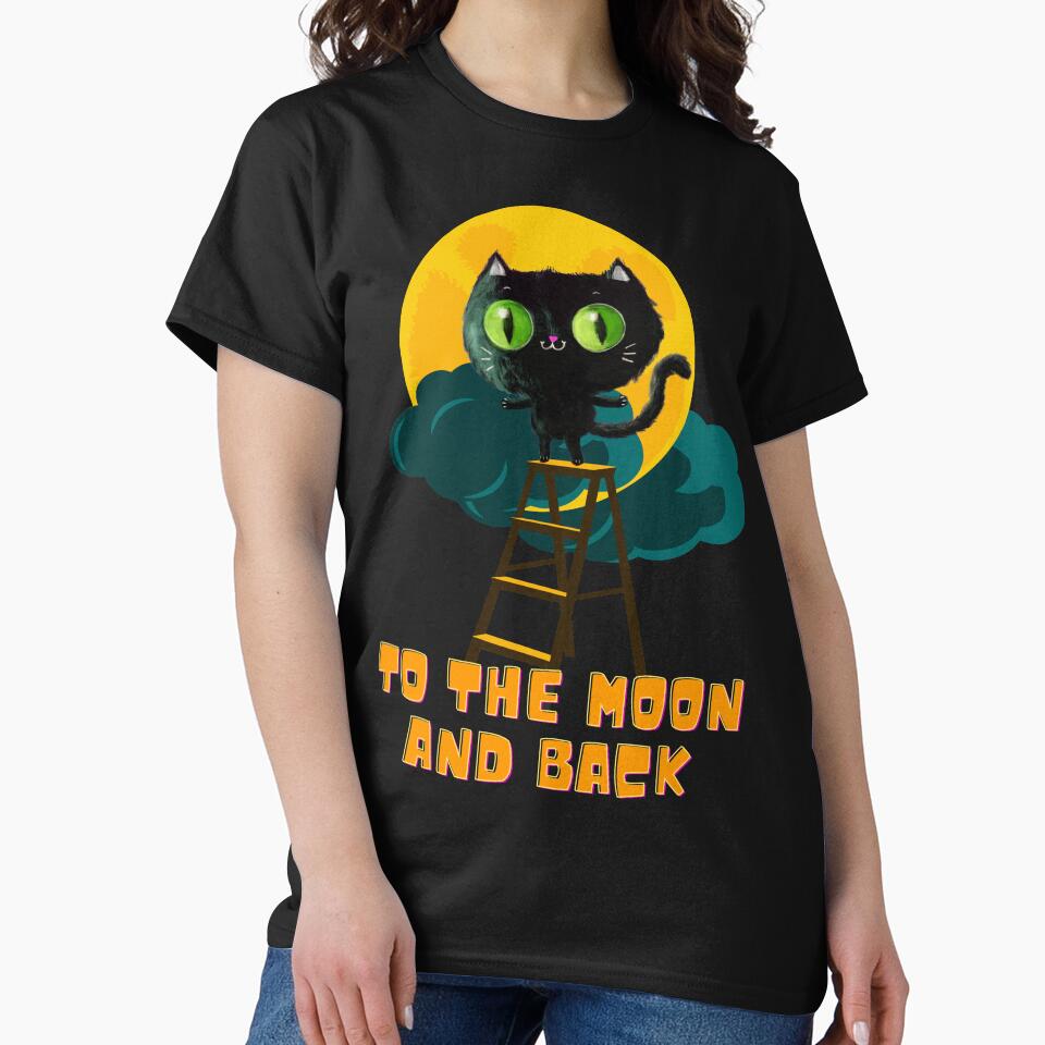 To the Moon and Back Cute Black Cat by BeeZBeez