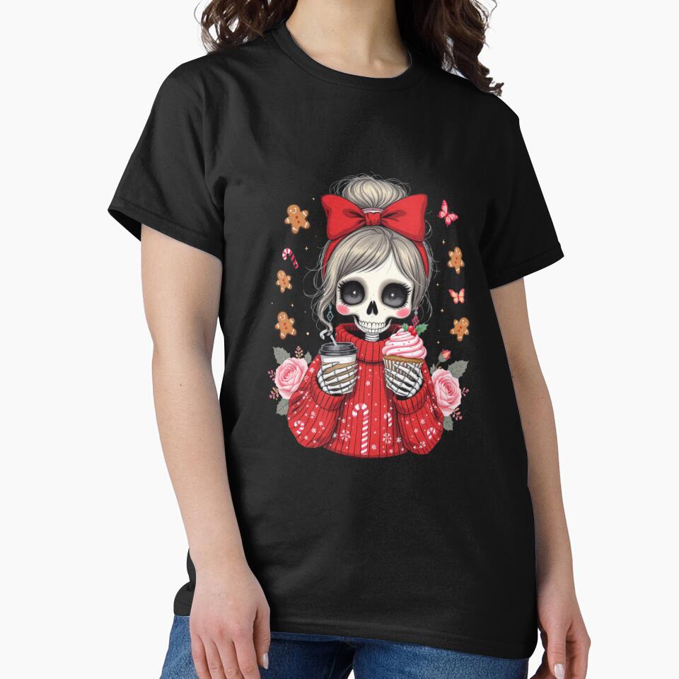 Coffee & Cupcake Skeleton Girl | Cozy Gothic Christmas Design by ColorSplash123