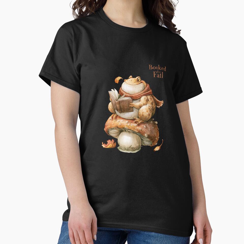 Booked for Fall Cozy Frog Reading on Mushroom by VikArt7