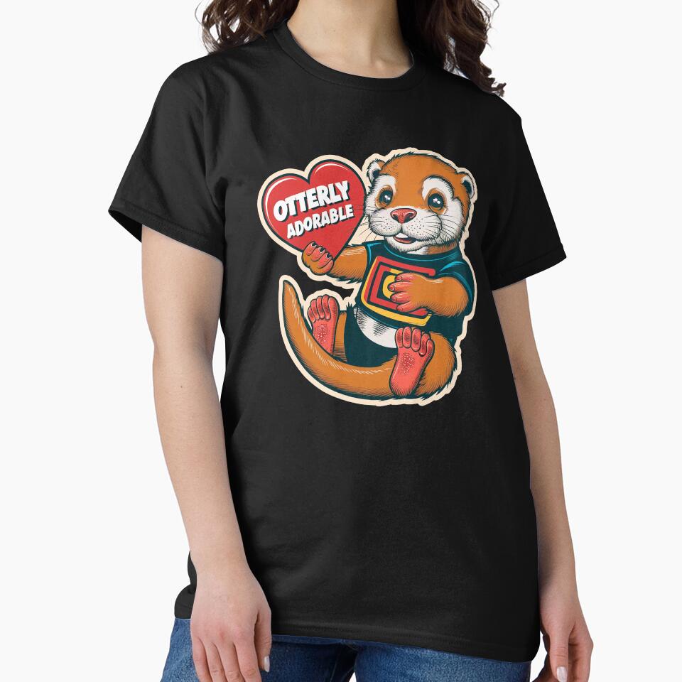 "Otterly Adorable" Vintage Funny Otter Lover Cute T-Shirt by Witty Shirts