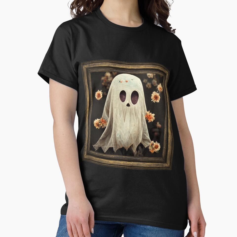 Halloween Costume Vintage Floral Ghost Pumpkin Funny AI generator by GraymanShop