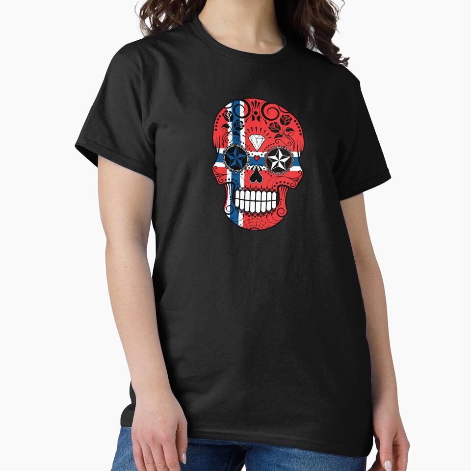 Sugar Skull with Roses and Flag of Norway by JeffBartels
