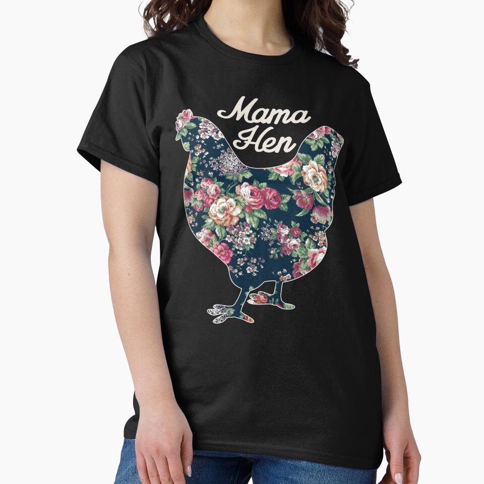 Mama Hen Floral Chicken Countrycore Aesthetics Cute Flowers Print for Mom Who Loves Chickens by alenaz