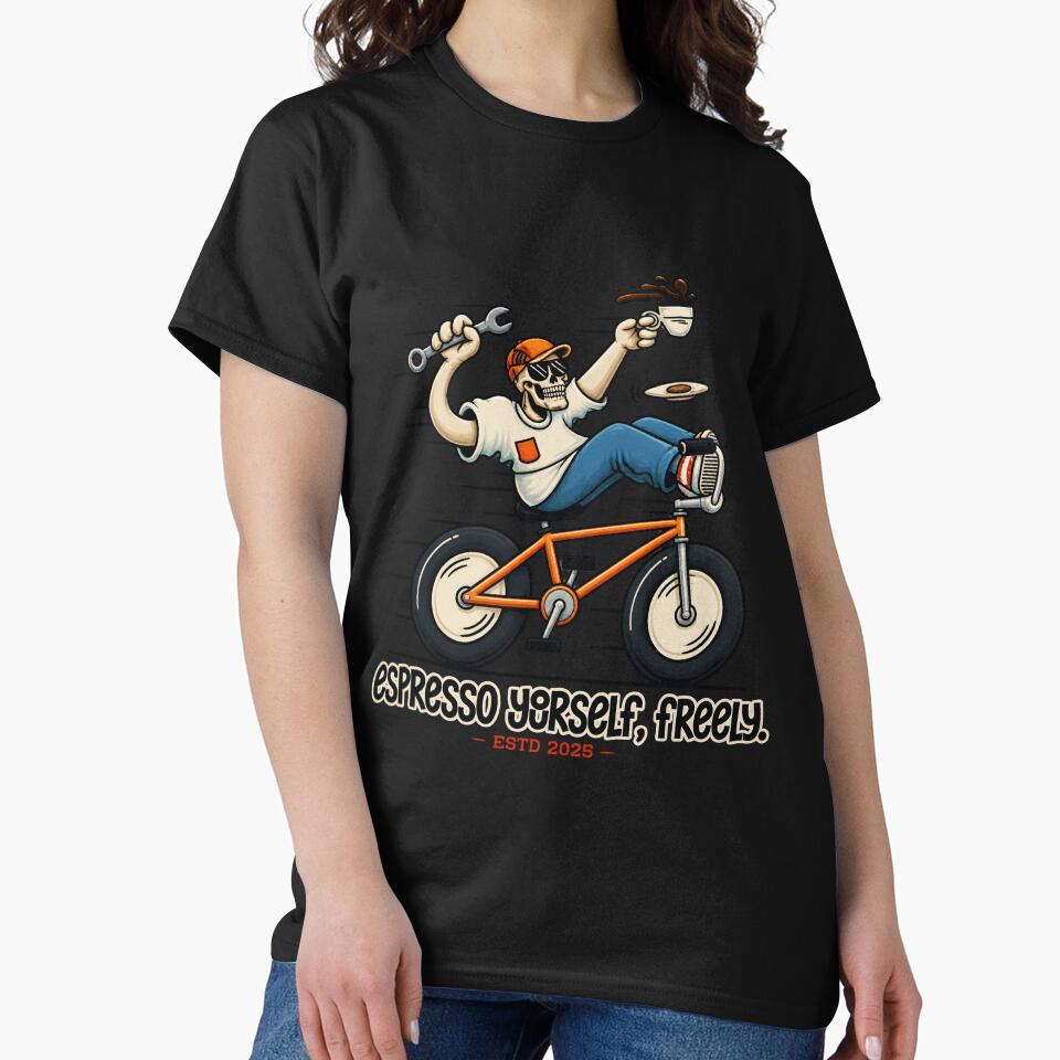 Caffeine Powered Mechanic Skeleton On Bike by netimdomains