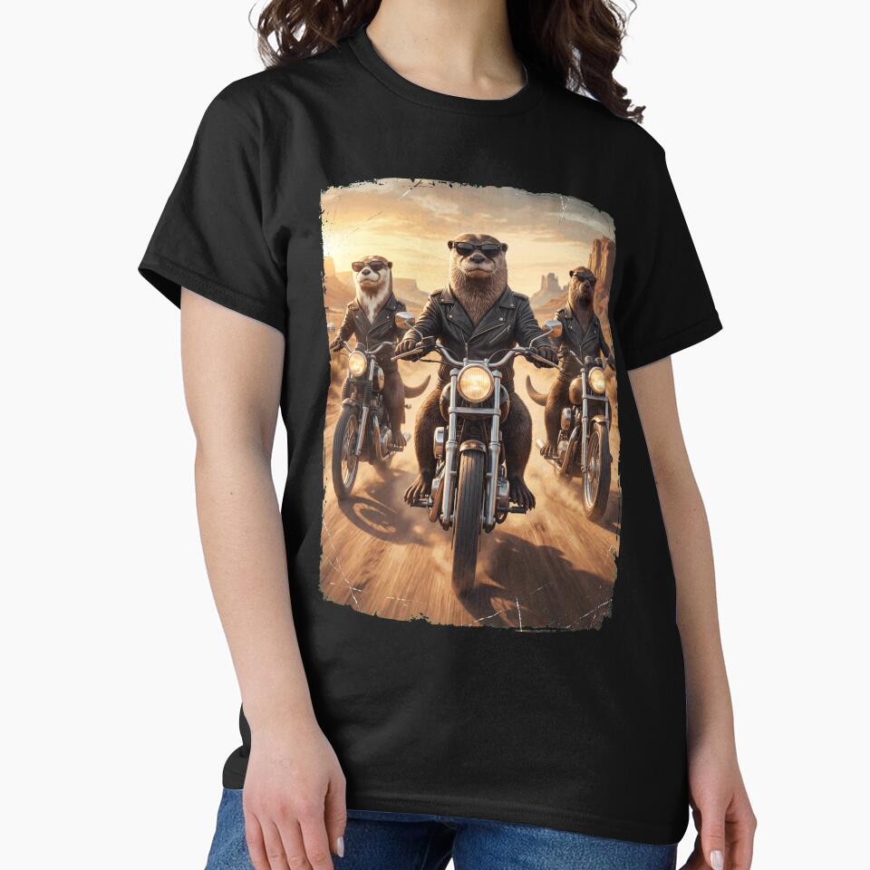 Funny Otter Motorcycle Meme Animal Lover by DoodleTortle
