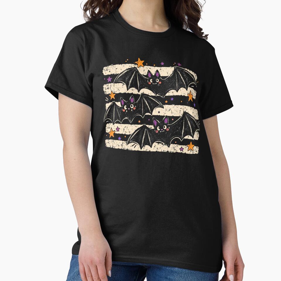 Retro Distressed Flying Bats Vintage Halloween Graphic by hamadacolonel