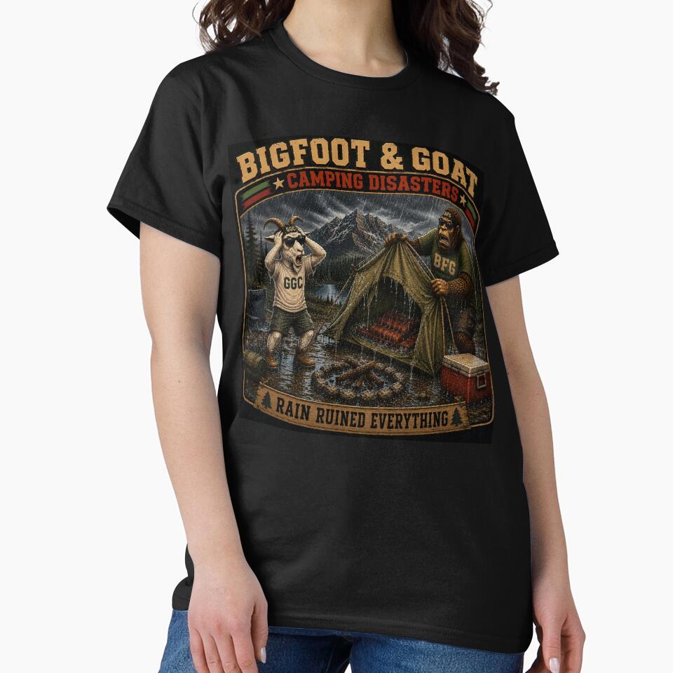 Bigfoot And Goat Rain Ruined Everything Funny Camping Disaster by NicheBloom